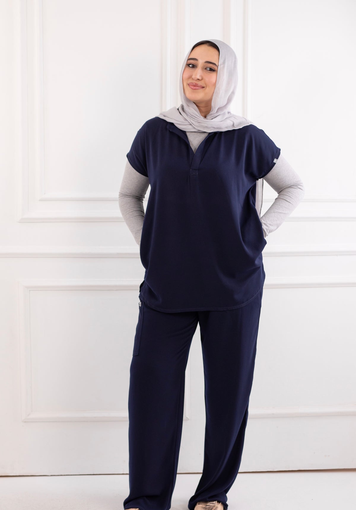 Navy Blue Half Collar