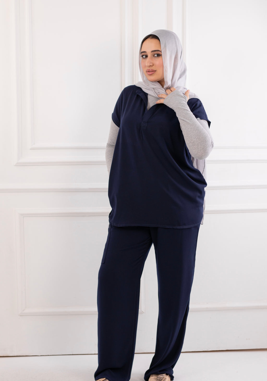 Navy Blue Half Collar