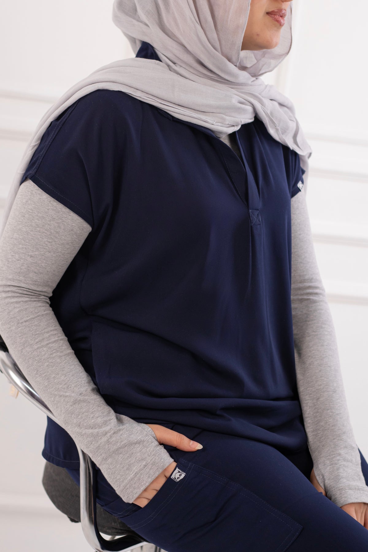 Navy Blue Half Collar
